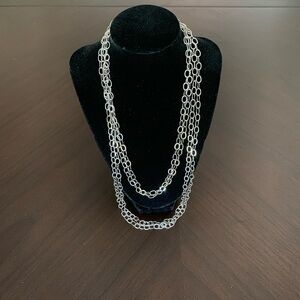 Elegant Sautoir Sterling Silver Chain Necklace